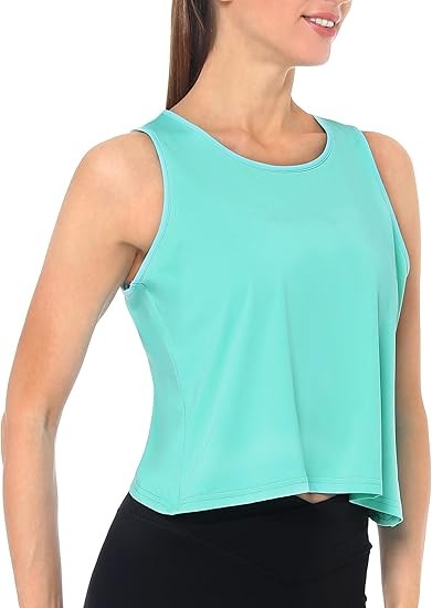 Women's Cropped Workout Tank Tops Open Back Sleeveless Sports Yoga Tops Active Shirts