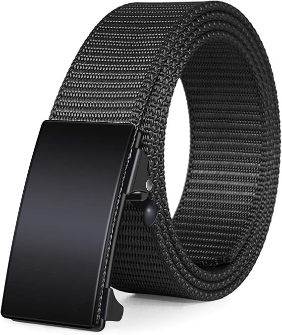 Men's Ratchet Web Belt, 1.25 inch Nylon Automatic Buckle Belt, No Holes Invisible Belt for Men