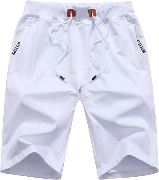 Mens Shorts Casual Drawstring Zipper Pockets Elastic Waist